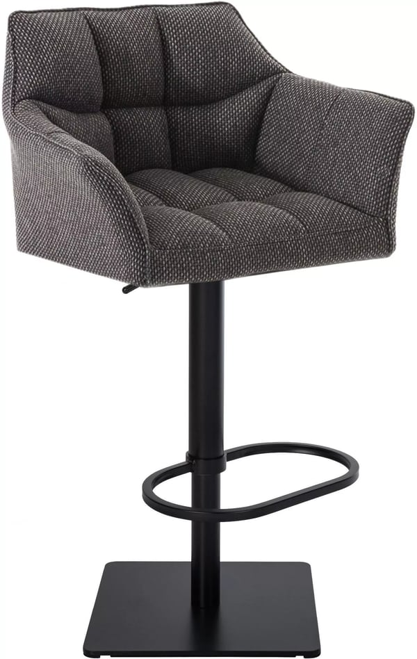 Damaso Titan Grå Barstol i Tyg med Metallställ, Justerbar Höjd, Svängbar och Fotstöd - 58-83 cm Sitthöjd