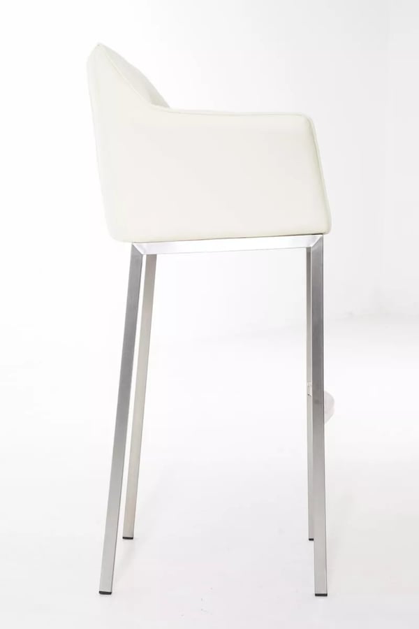 Damaso Barstol i Cremefarvet Kunstlæder med Metal 4-Bens Ramme - 83 cm Sædehøjde