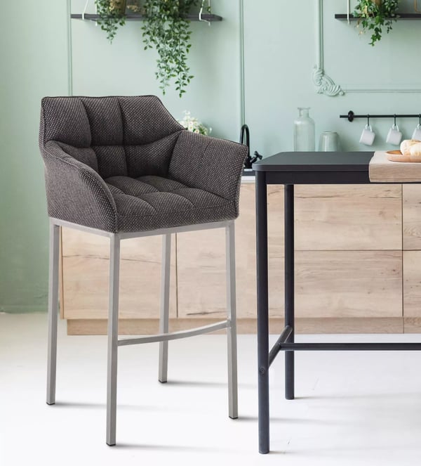 Damaso Titanium Grå Stof Barstol med Metal 4-Bens Ramme