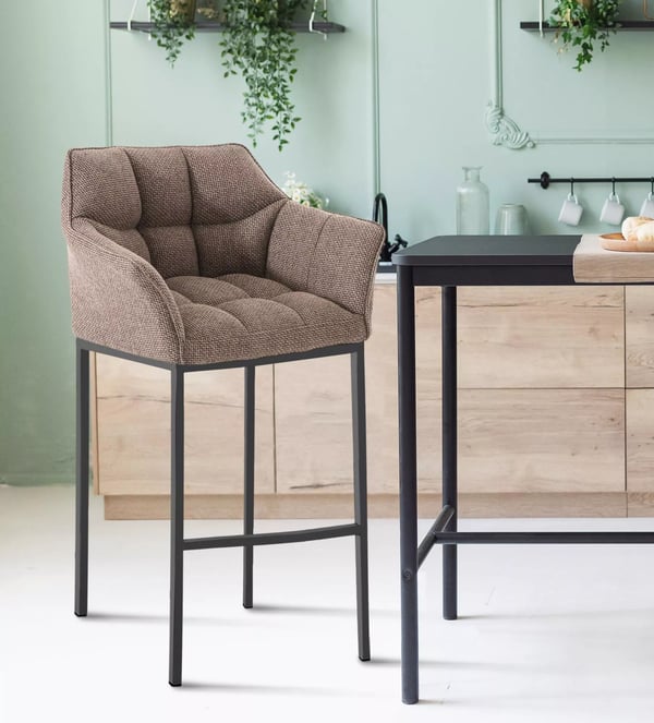 Damaso Terra Brun Stof Barstol med Metal 4-bens Base, 83 cm Sædehøjde, 240 kg Kapacitet