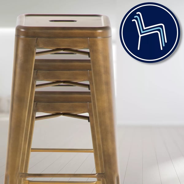 Joshua Guld Metal Barstol - Stabelbart Moderne Design, 76 cm Højde
