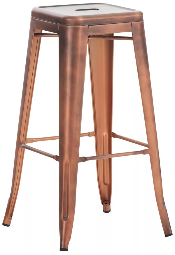 Joshua Koppar Metall Barstol - Stapelbar, Modern Design, 76cm Sitthöjd, Max Belastning 135kg