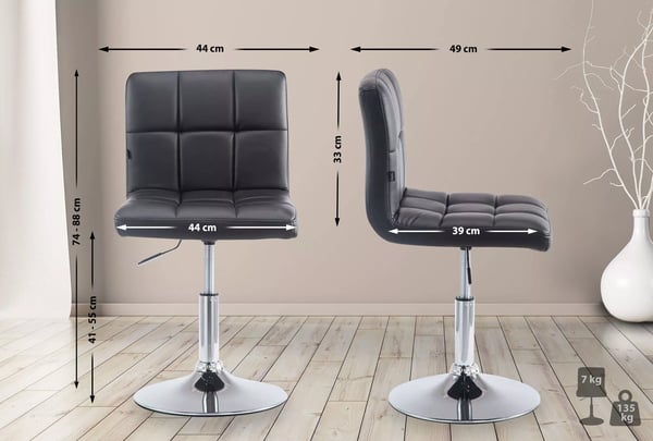 Palma Lounger V2 Kontorstol i kunstlæder, sort, metalramme i krom-look