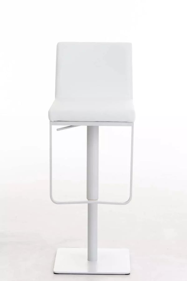 Panama Barstol i Vit Konstläder med Rostfritt Stålställ, Justerbar Höjd, 360° Svängbar, Fotstöd - 18 kg, 44x42x86 cm