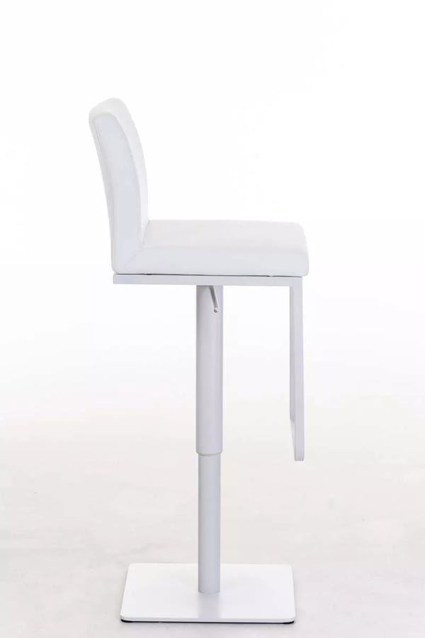 Panama Barstol i Vit Konstläder med Rostfritt Stålställ, Justerbar Höjd, 360° Svängbar, Fotstöd - 18 kg, 44x42x86 cm