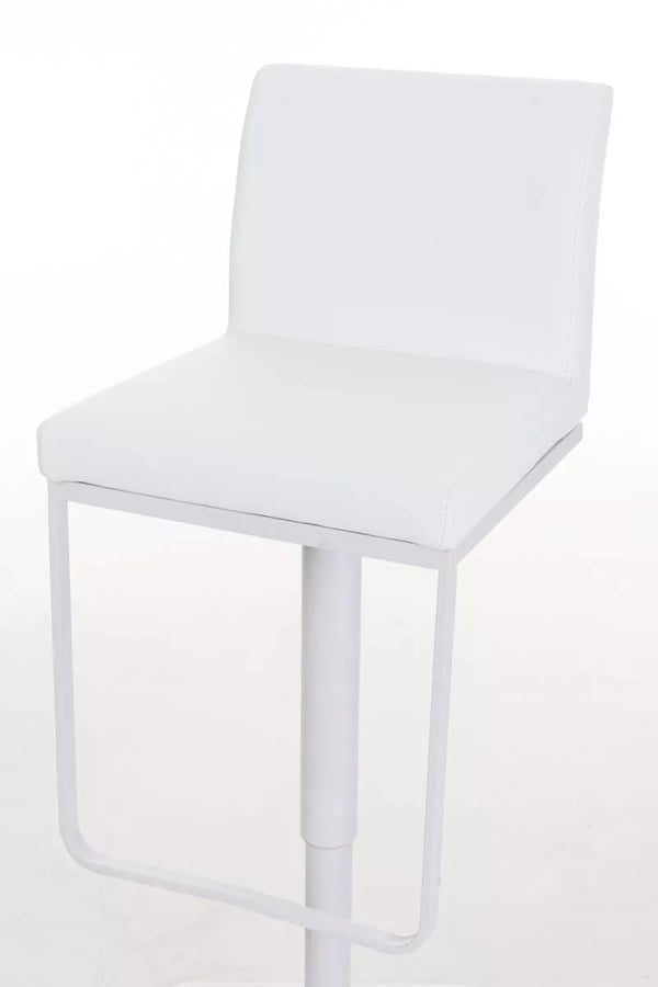 Panama Barstol i Vit Konstläder med Rostfritt Stålställ, Justerbar Höjd, 360° Svängbar, Fotstöd - 18 kg, 44x42x86 cm