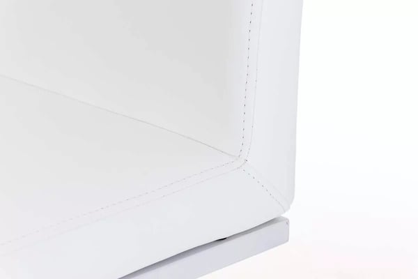 Panama Barstol i Vit Konstläder med Rostfritt Stålställ, Justerbar Höjd, 360° Svängbar, Fotstöd - 18 kg, 44x42x86 cm