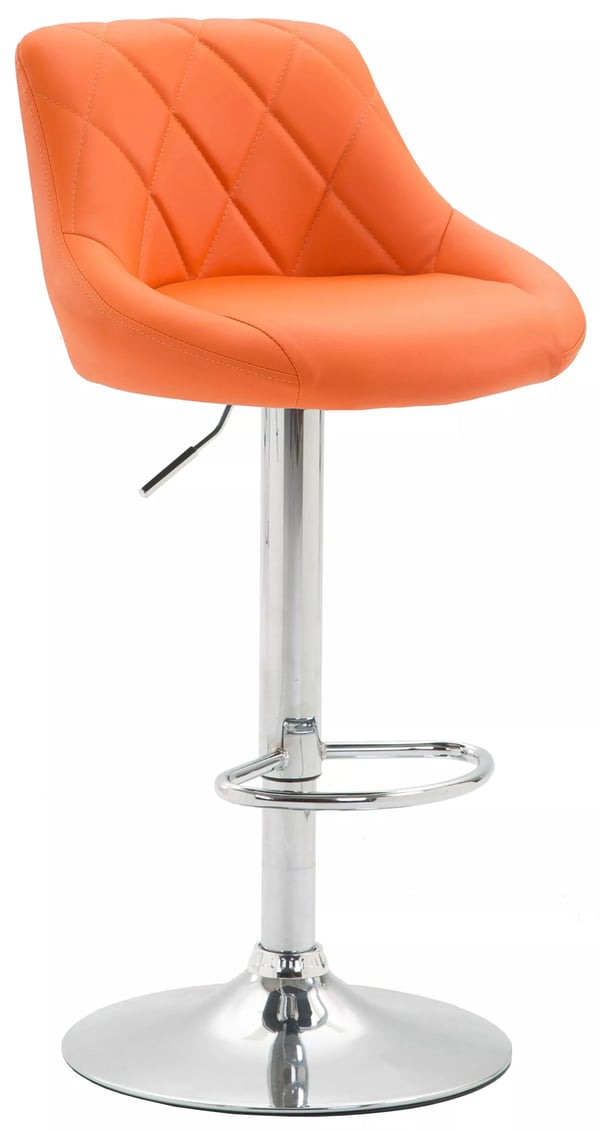 Orange barstol i konstläder med metallram - Justerbar höjd och 360° svängbar