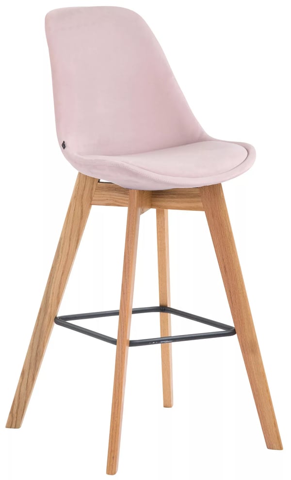 Rosa sammetsbarstol med träram