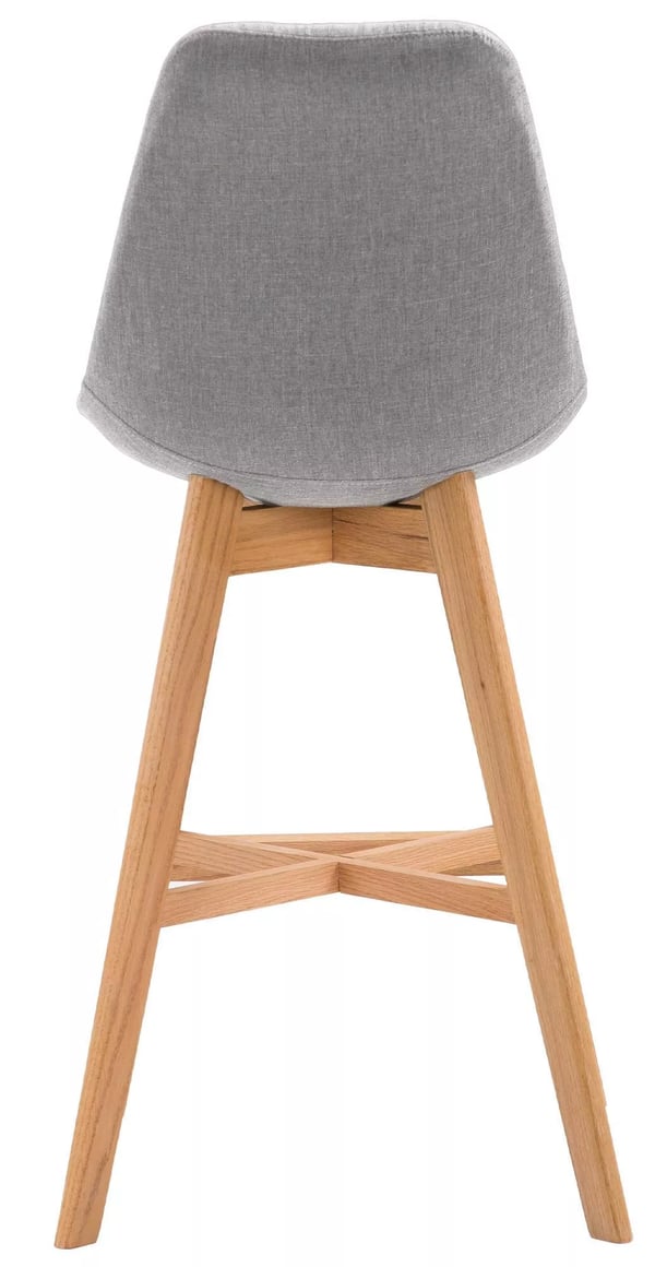 Cannes Grå Barstol i Tyg med Träställning - Bekväm Vadderad Sits, Ram i Ek, 112 cm Höjd