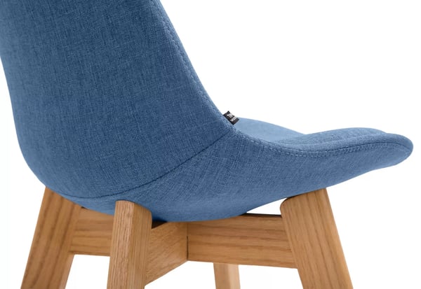 Cannes Blå Barstol i Tyg med Träben - Modern Design, Bekväm Sittplats (112cm Höjd)