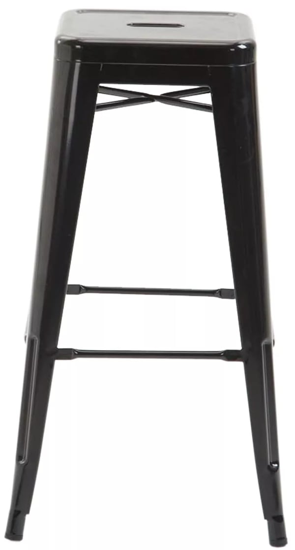 Joshua V2 Industriel Metal Barstol - Sort, Stabelbar med Fodstøtte, 76 cm Sædehøjde