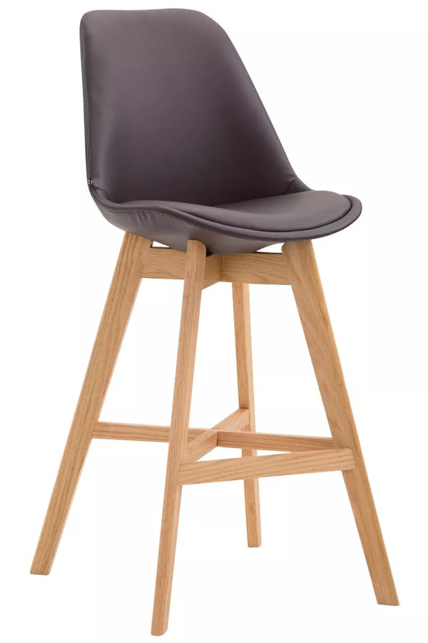 Cannes Barstol - Brun Konstläderklädsel med Trästomme, 48x56x112 cm Cannes Barstol - Brun Konstläderklädsel med Trästomme, 48x56x112 cm