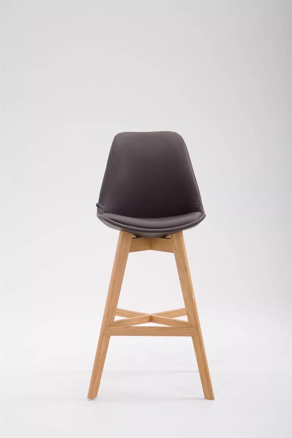 Cannes Barstol - Brun Konstläderklädsel med Trästomme, 48x56x112 cm