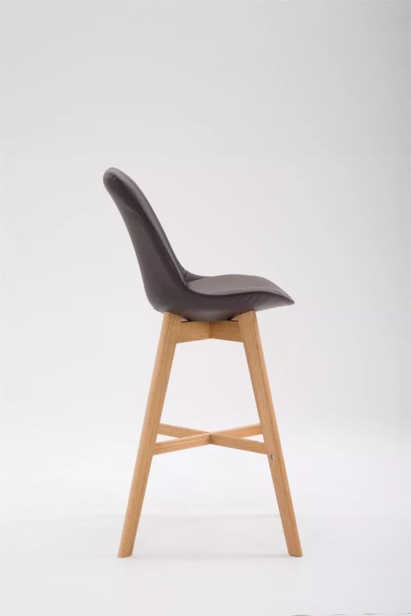 Cannes Barstol - Brun Konstläderklädsel med Trästomme, 48x56x112 cm