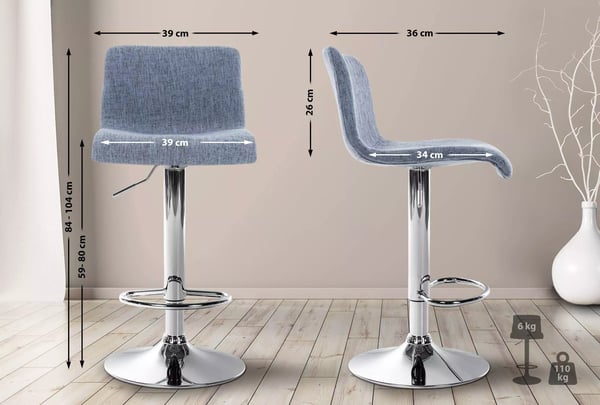 Baarituoli Hoover, Sininen Kangas, Kromi metallirunko