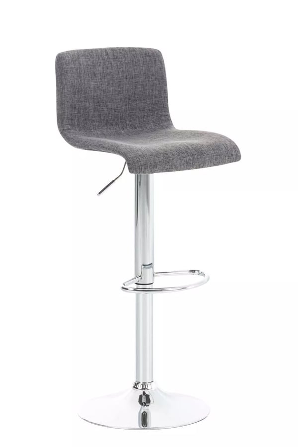 Hoover Ljusgrå Barstol i Tyg med Kromfärgad Metallram - Justerbar Höjd, 360° Svängbar