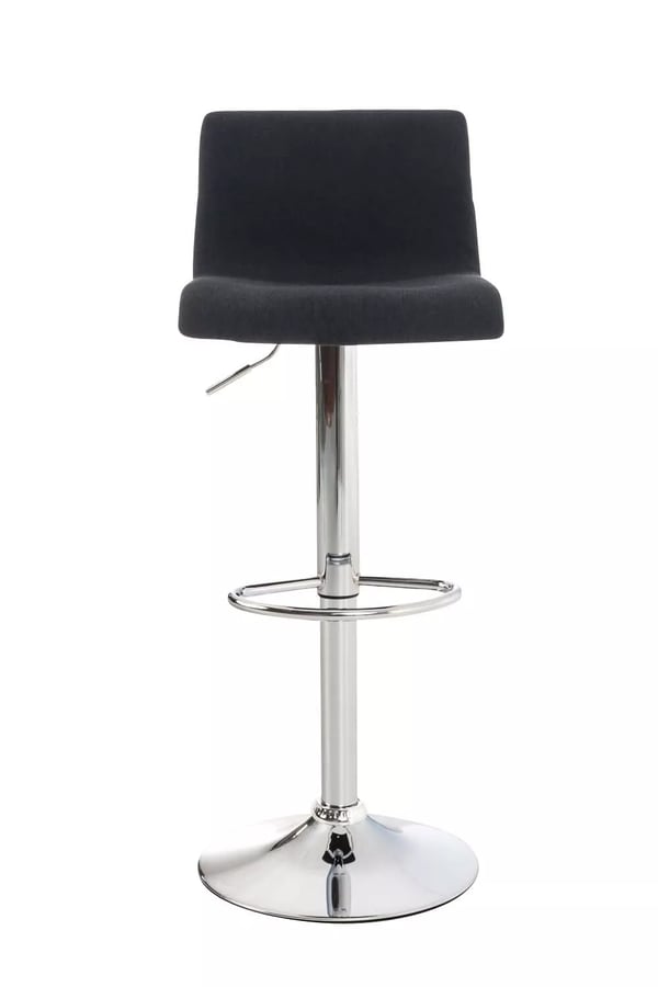 Hoover sort stof barstol med krom-look metalramme, justerbar højde, 360 drejefunktion