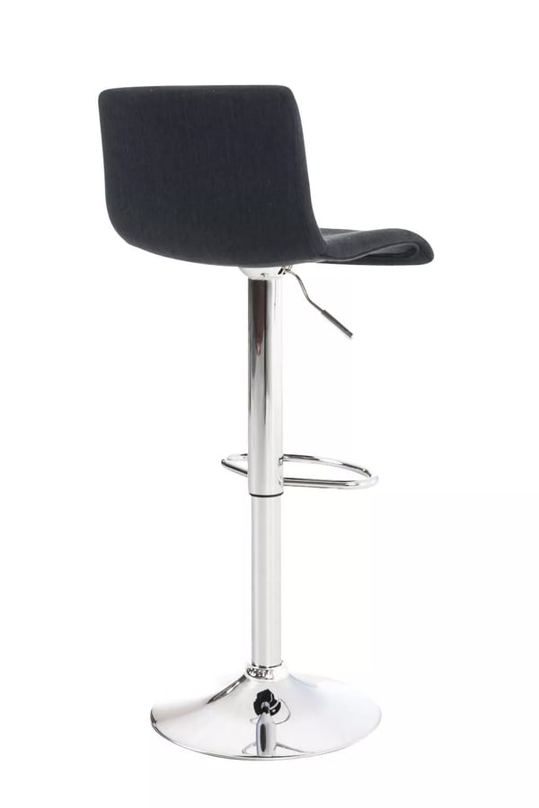 Hoover sort stof barstol med krom-look metalramme, justerbar højde, 360 drejefunktion