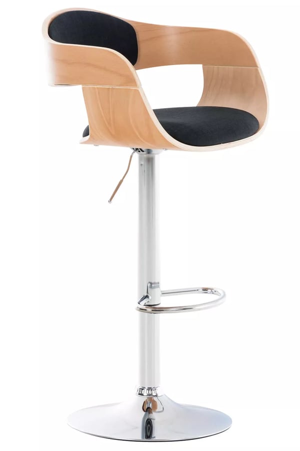 Kingston C stofbarstol med krom-look metalstel - Natur/Sort