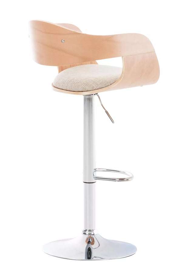 Kingston C stofbarstol - Natura/creme med krom-look metalramme