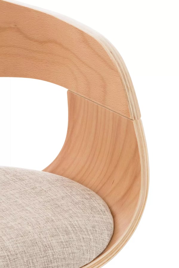 Kingston C stofbarstol - Natura/creme med krom-look metalramme