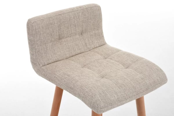 Sæt med 2 Lincoln cremefarvede stofbarstole med træben, 75 cm sædehøjde