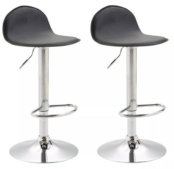 Set med 2 barstolar Lana V2 - Svart konstläder, metallram, justerbar höjd