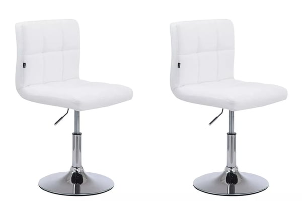 Set med 2 Palma V2 Loungestolar i Konstläder - Vit, Kromfärgad Metallram