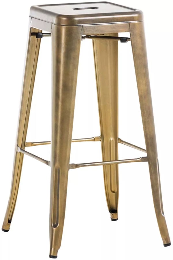 Joshua V2 Barstol i Guldmetall - Industridesign, Stapelbar, 76 cm Höjd