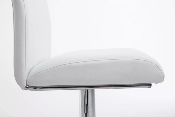 Set med 2 Köln Barstolar i Konstläder, Vit med Kromad Metallbas