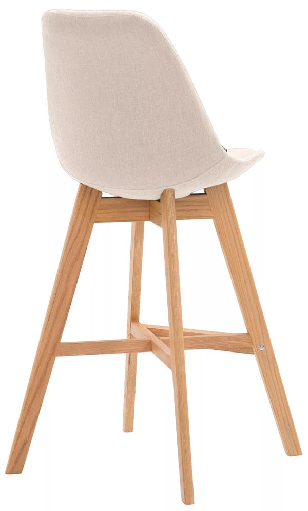 Set med 2 Cannes Barstolar i Krämtyg med Trästomme i Ek, Modern Design