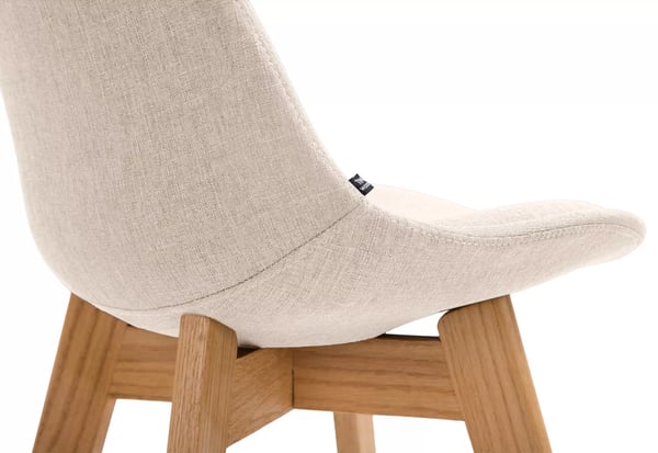 Set med 2 Cannes Barstolar i Krämtyg med Trästomme i Ek, Modern Design