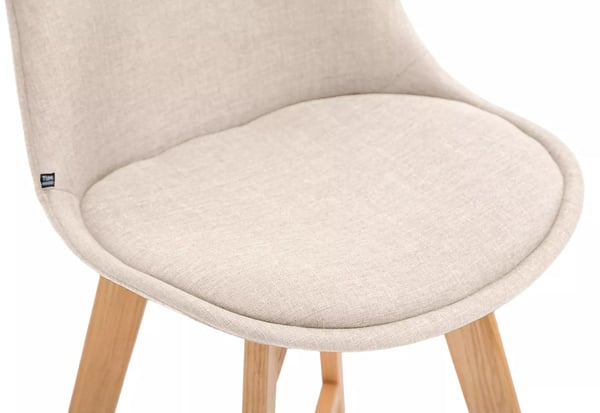 Set med 2 Cannes Barstolar i Krämtyg med Trästomme i Ek, Modern Design