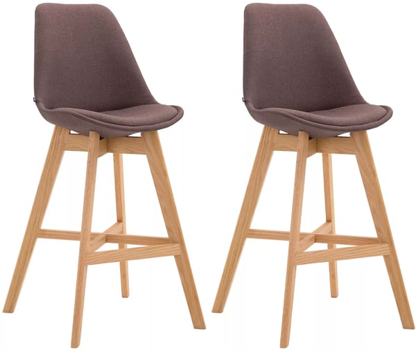 Set med 2 Cannes barstolar i tyg, brun ekram, 76 cm sitthöjd