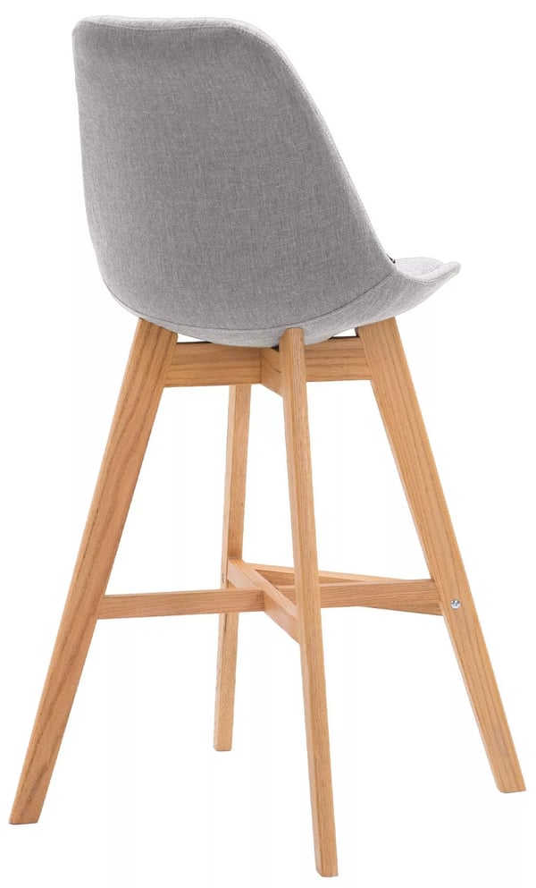 Set med 2 barstolar i grått tyg med träram