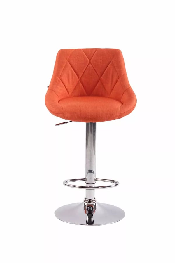 Sæt med 2 orange stof barstole Lazio med krom-look metalfod - Justerbar højde, 360° drejbar