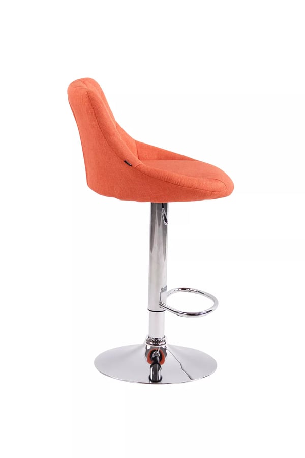 Sæt med 2 orange stof barstole Lazio med krom-look metalfod - Justerbar højde, 360° drejbar