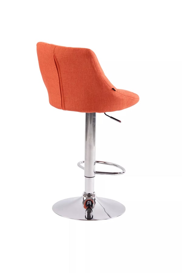 Sæt med 2 orange stof barstole Lazio med krom-look metalfod - Justerbar højde, 360° drejbar