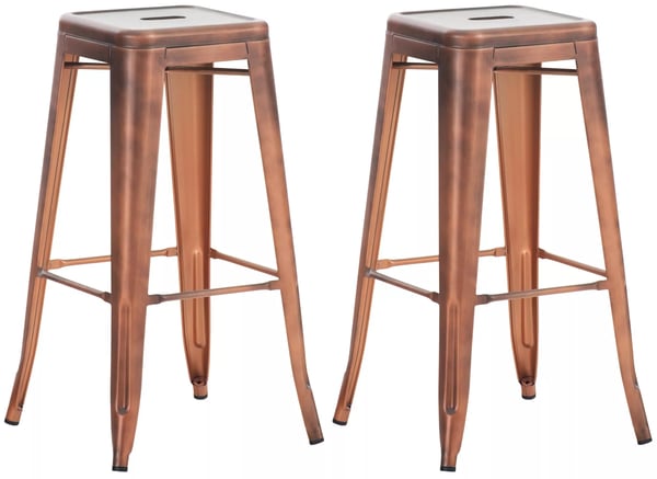 Set med 2 kopparmetall Joshua barstolar, stapelbara, modern design