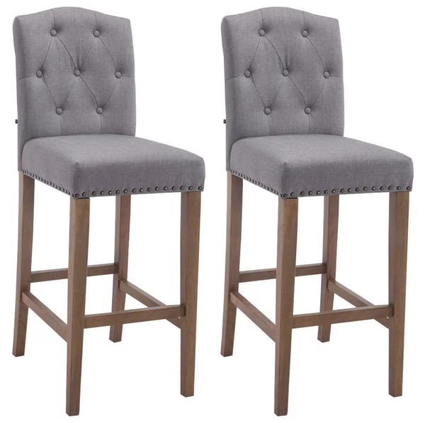 Set med 2 Louise barstolar i tyg, ljusgrå, träram