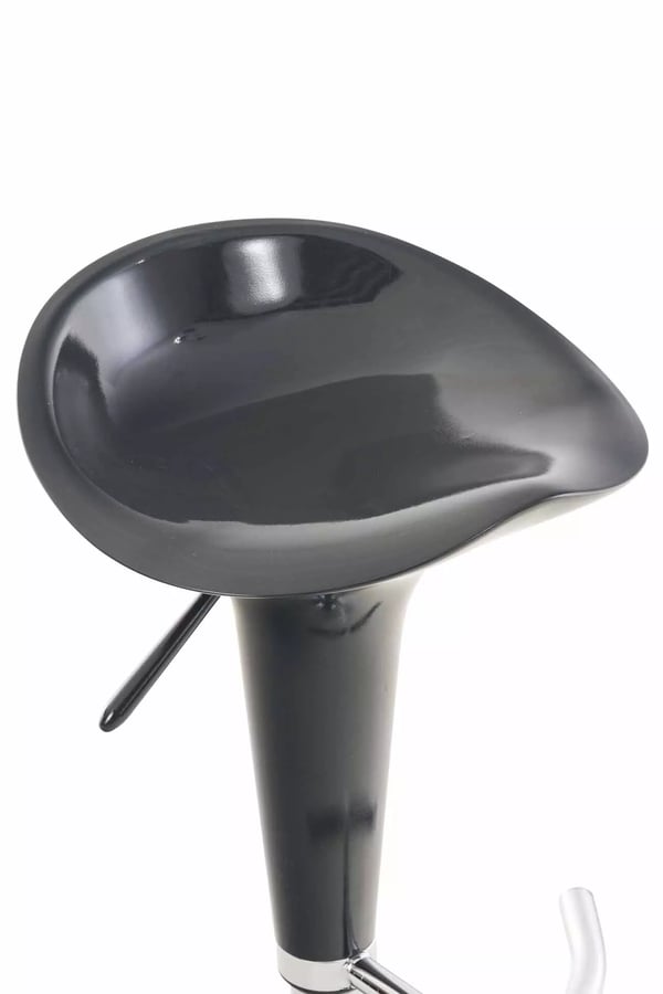 Sæt med 2 grå plastik sadelbarstole med krom-look metalstel