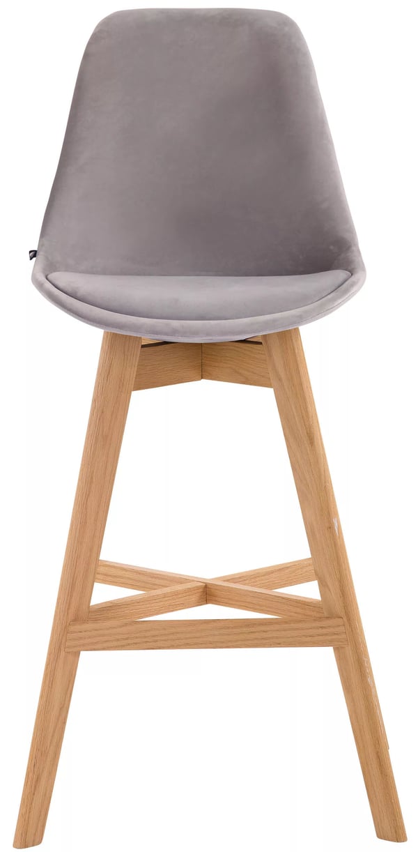 Set med 2 Cannes Grå Sammet Barstolar med Träben - 76cm Sitthöjd