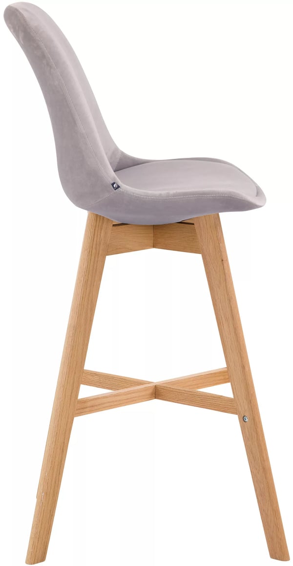 Set med 2 Cannes Grå Sammet Barstolar med Träben - 76cm Sitthöjd