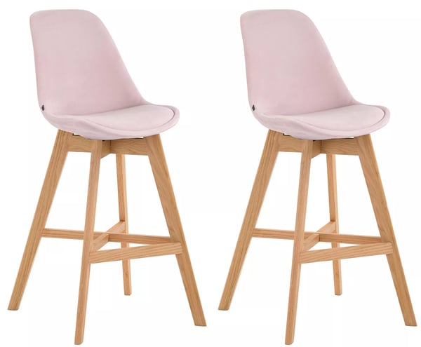 2 kpl Cannes samettibaarituolia, pinkki, puurunko