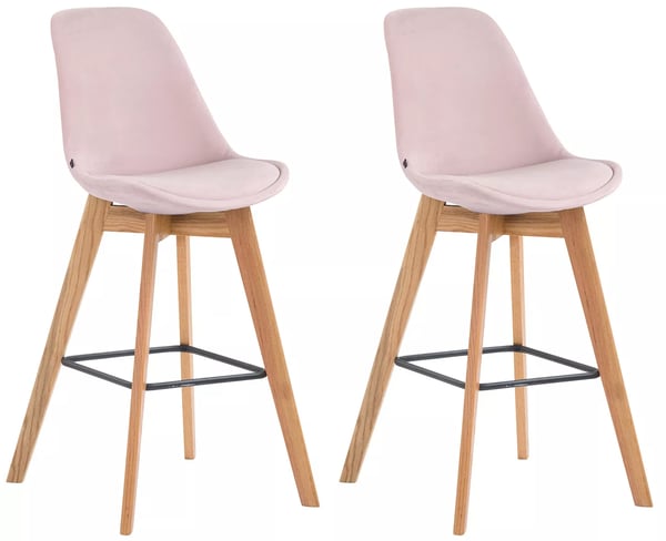 Set med 2 Metz rosa barstolar i sammet med träram i ek