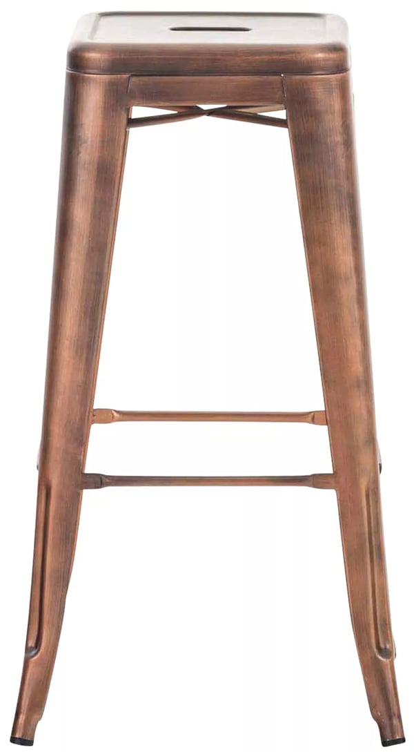 Sæt med 2 kobberfarvede industrielle metalbarstole med fodstøtte - Stabelbart moderne design