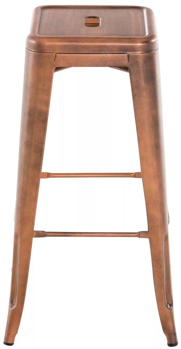 Sæt med 2 kobberfarvede industrielle metalbarstole med fodstøtte - Stabelbart moderne design