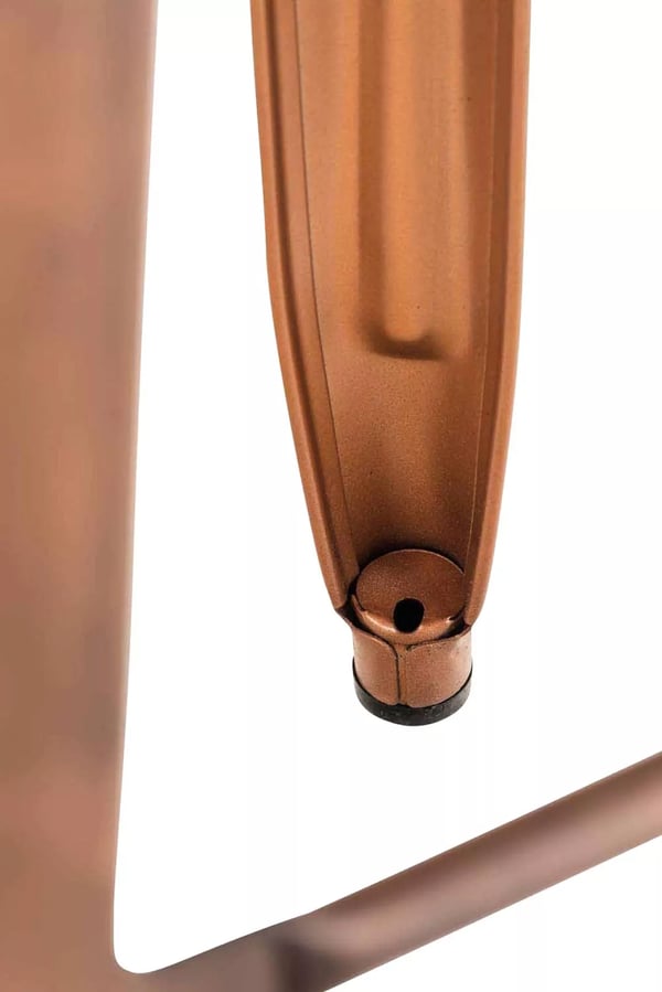 Sæt med 2 kobberfarvede industrielle metalbarstole med fodstøtte - Stabelbart moderne design