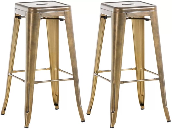 Set med 2 Joshua V2 Barstolar i Guldmetall - Industridesign, Stapelbara, Lättrengjorda